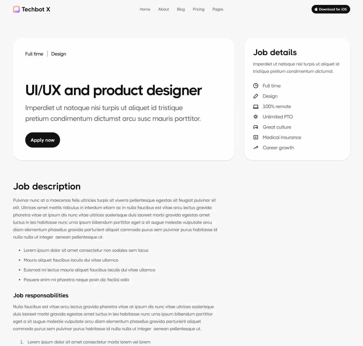 Techbot X - Career Single Page - AI App Webflow Template