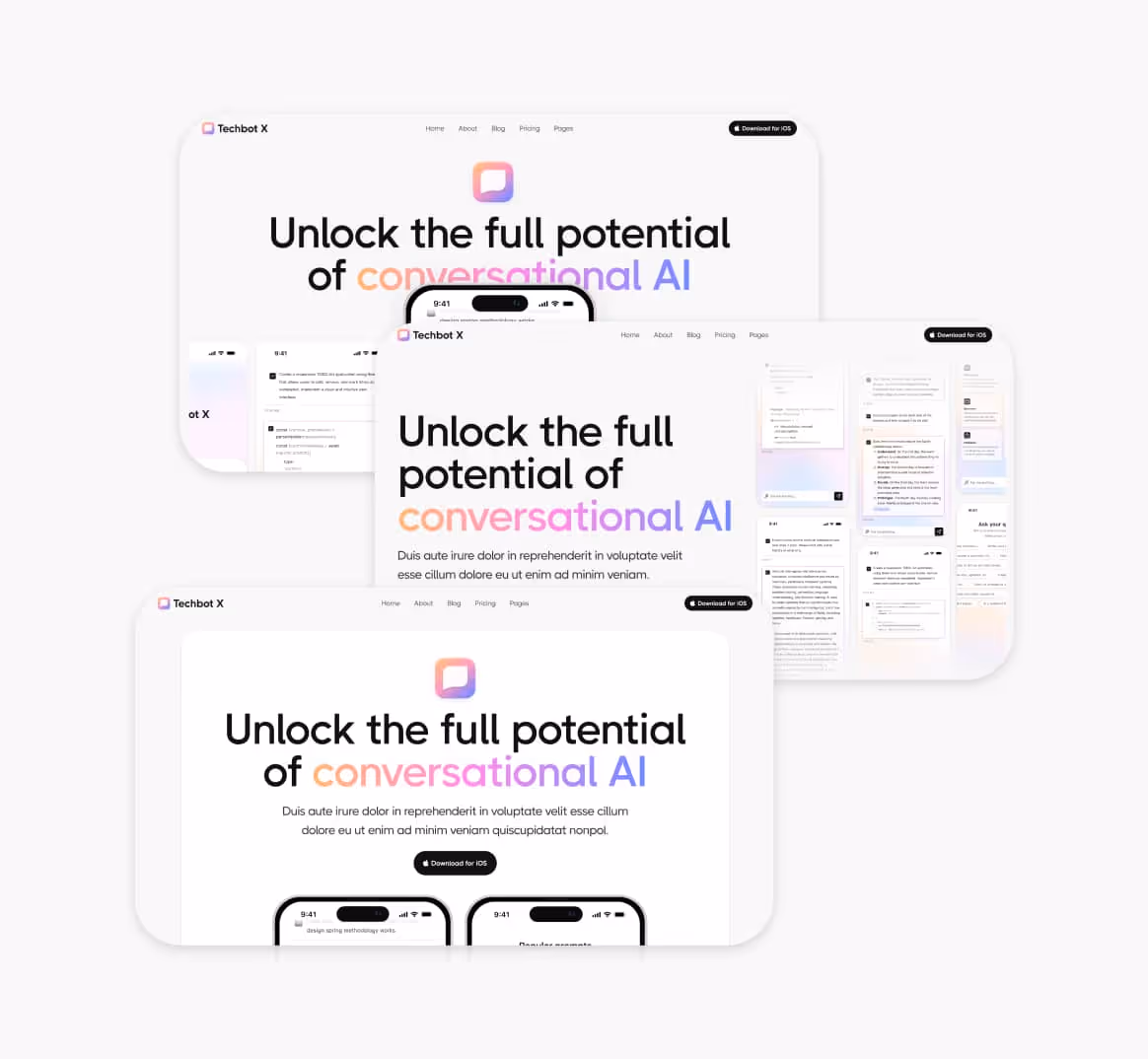 Techbot X - Sections Included - AI App Webflow Template