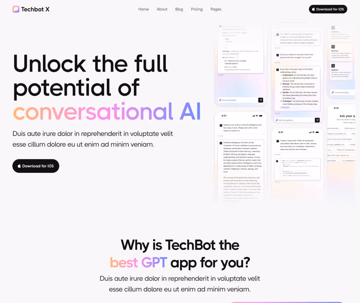 Techbot X - Home V2 Page - AI App Webflow Template