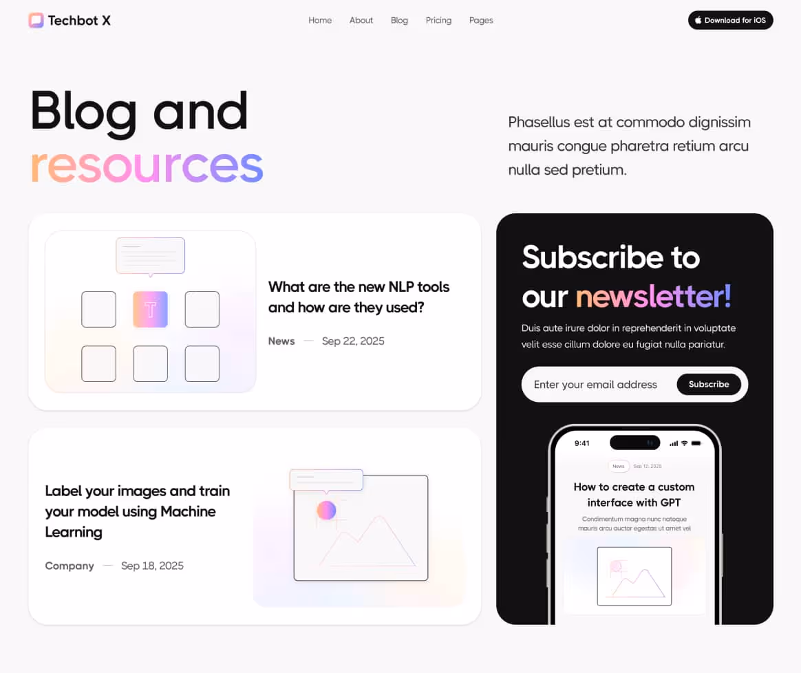 Techbot X - Blog V2 Page - AI App Webflow Template