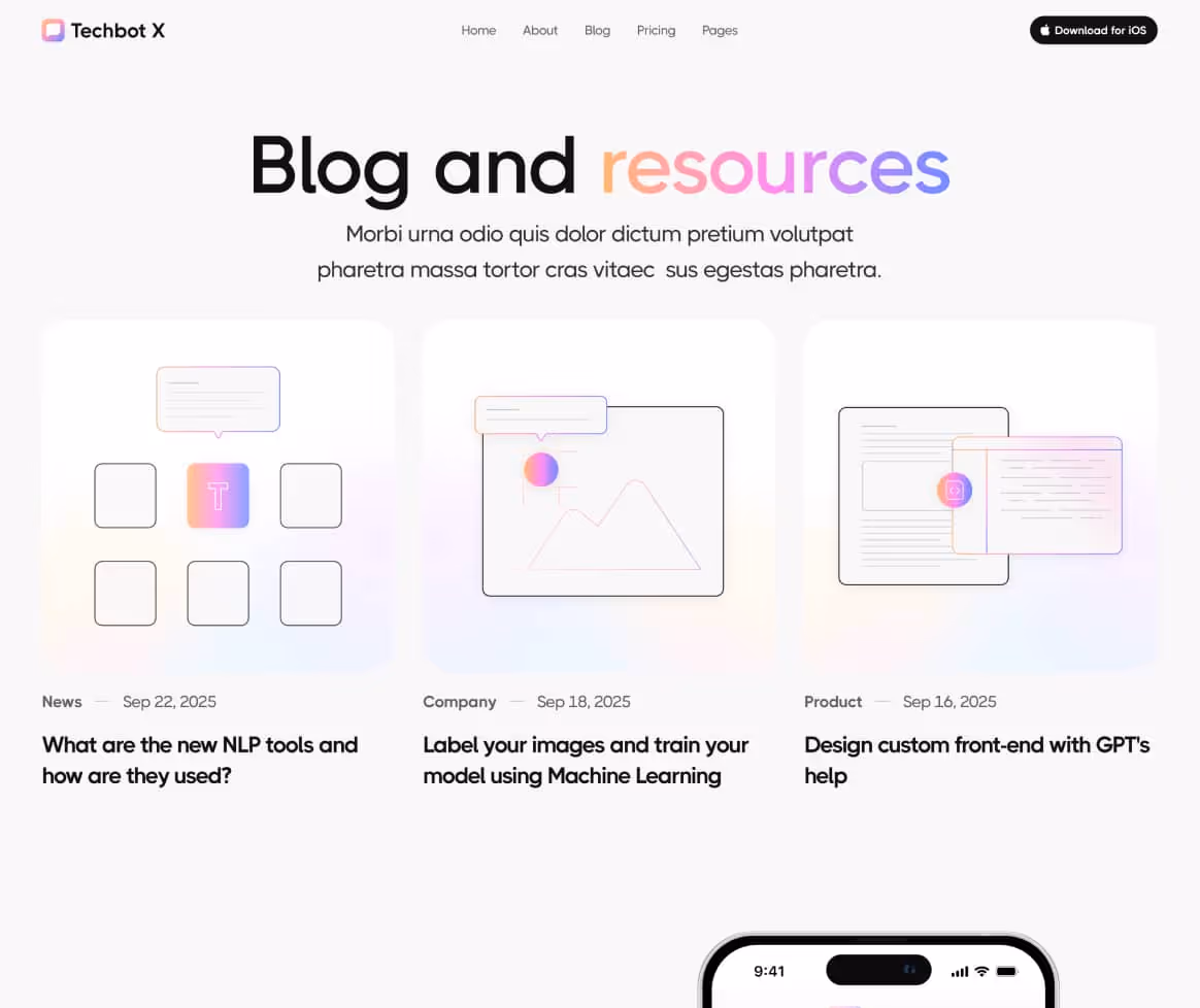Techbot X - Blog V3 Page - AI App Webflow Template
