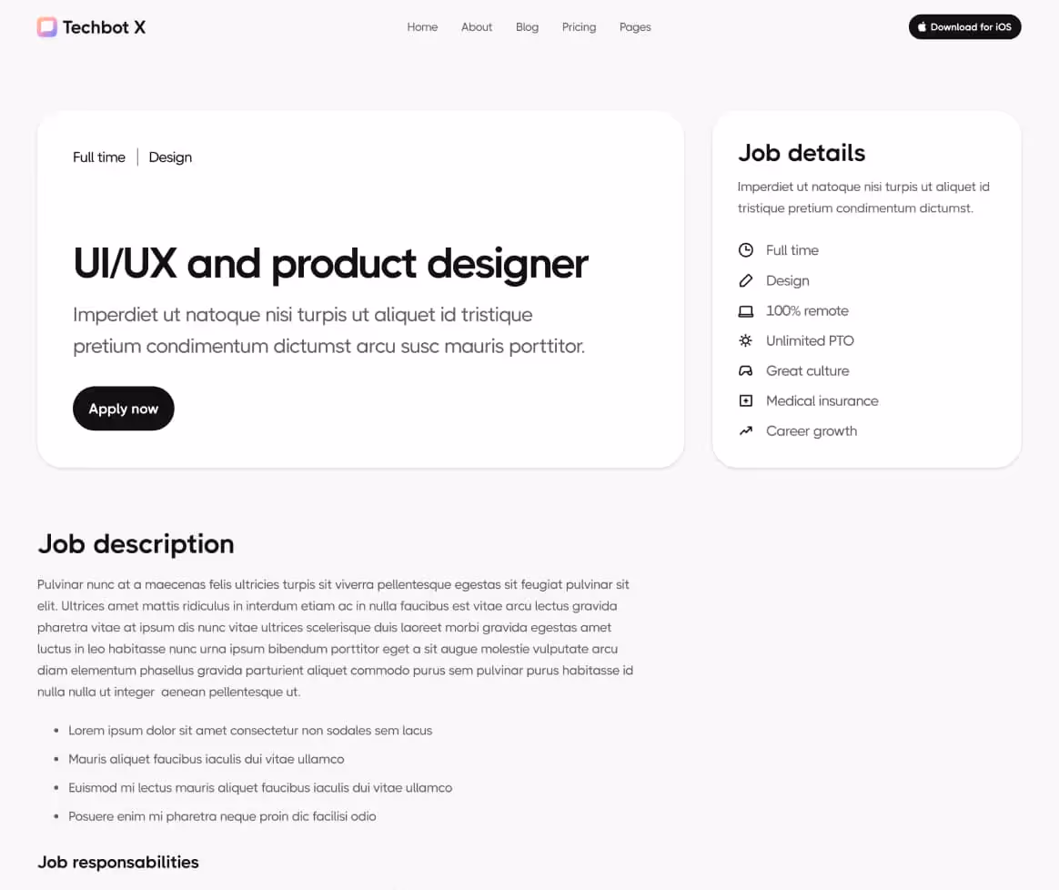 Techbot X - Careers Single Page - AI App Webflow Template
