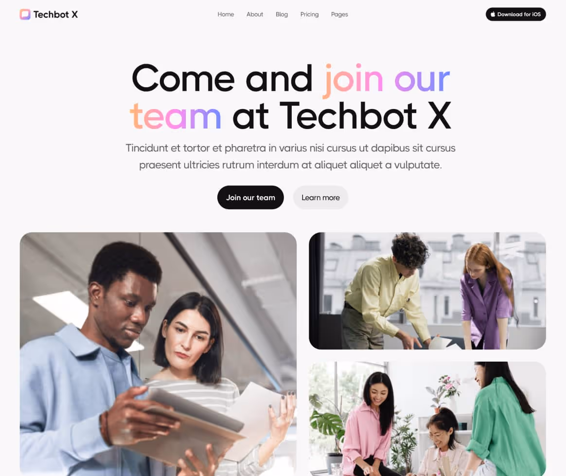 Techbot X - Careers Page - AI App Webflow Template