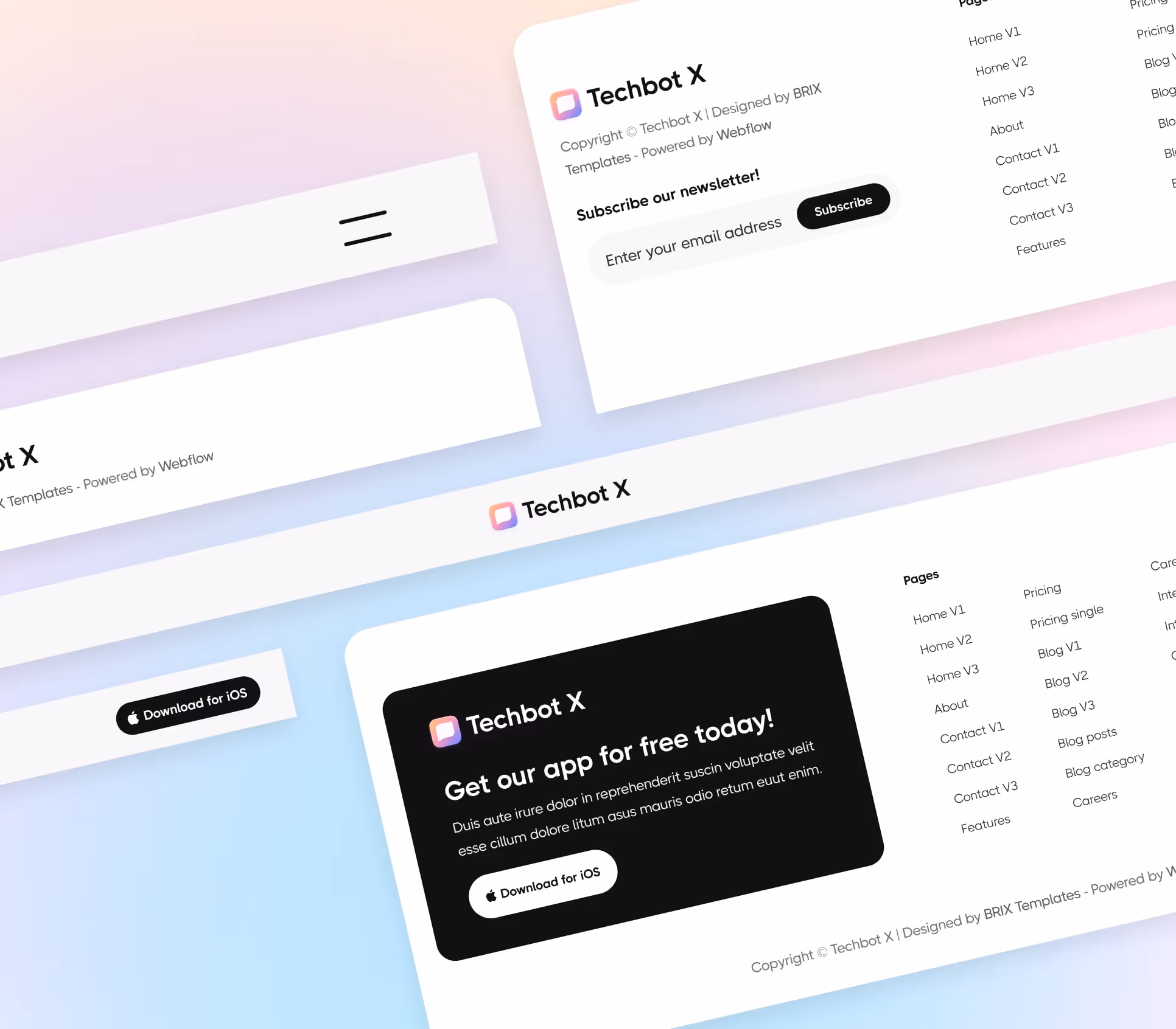 Techbot X - Headers and Footers - AI App Webflow Template