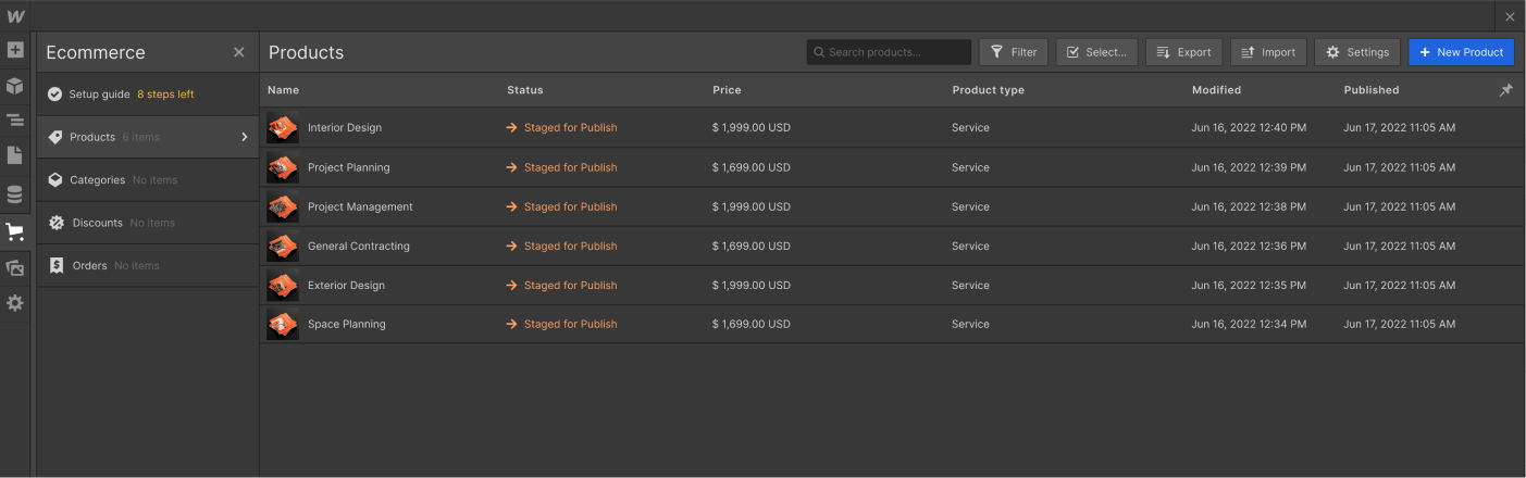 eCommerce Collection - Contractor X Webflow Template