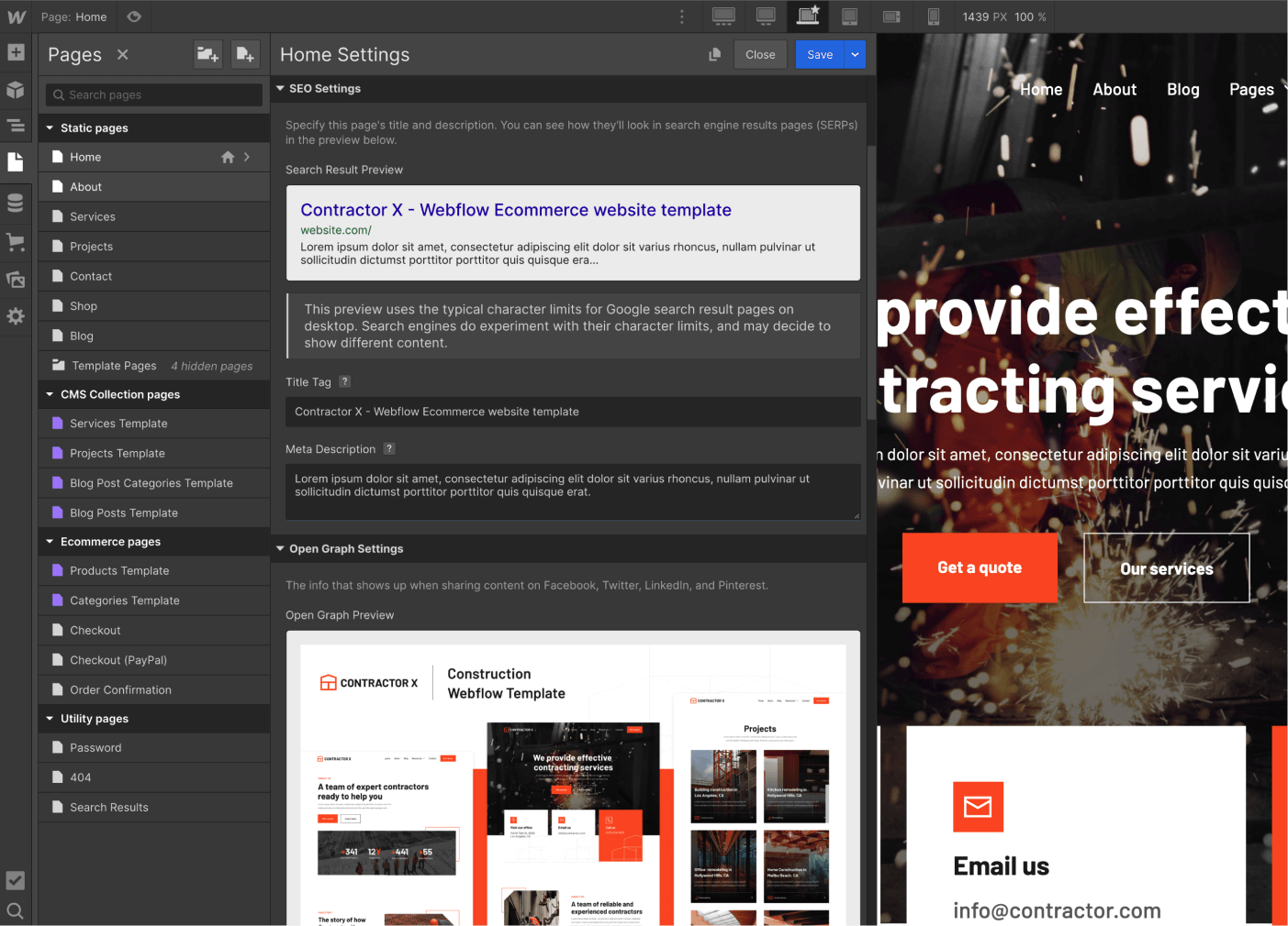 SEO - Contractor X Webflow Template