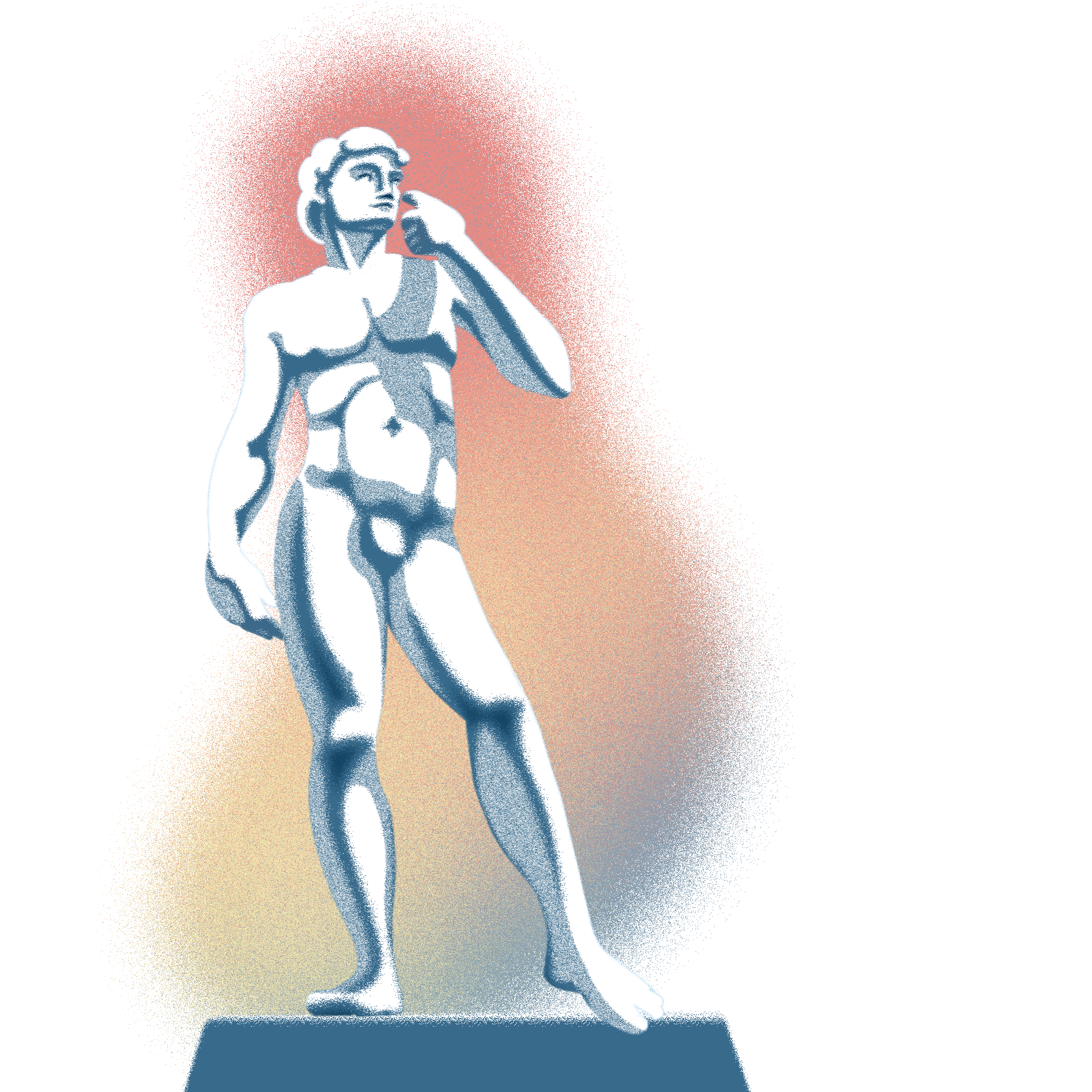 The statue of david glitters