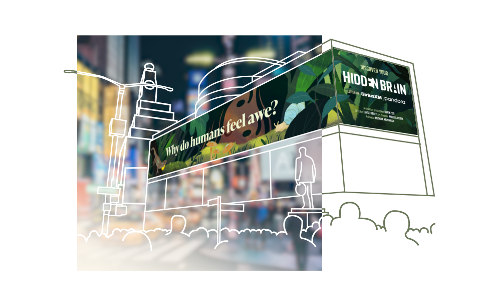 thumbnail image of timesquare with a preview mockup of the hidden brain billboard