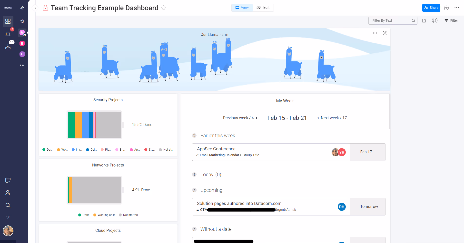 monday.com team tracking dashboard Screenshot 1