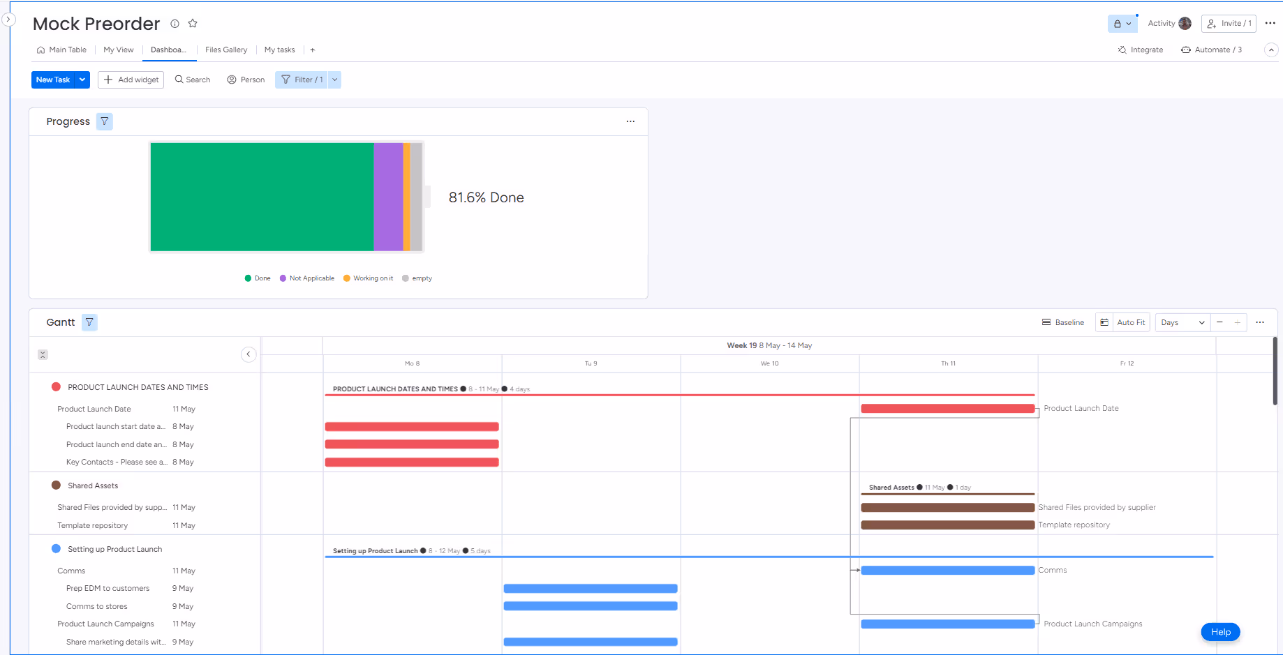 Mock preroder dashboard screenshot
