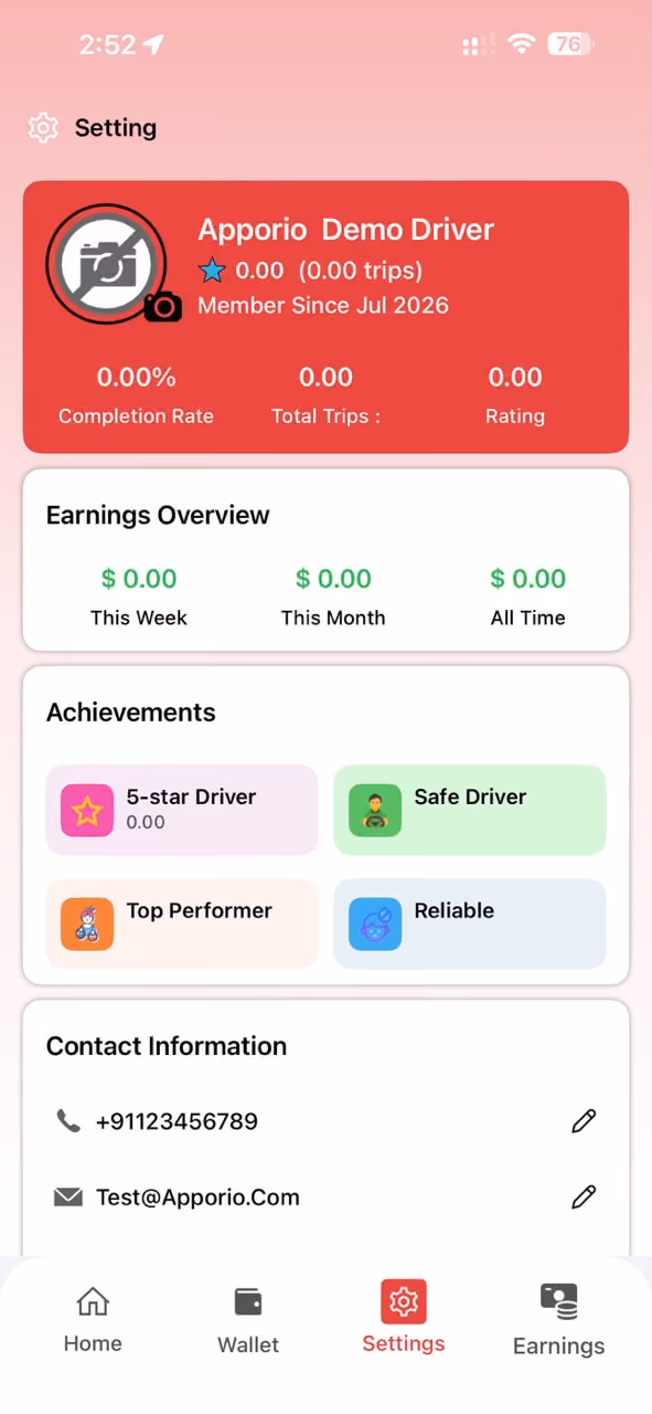 Driver app step 2 - trip details