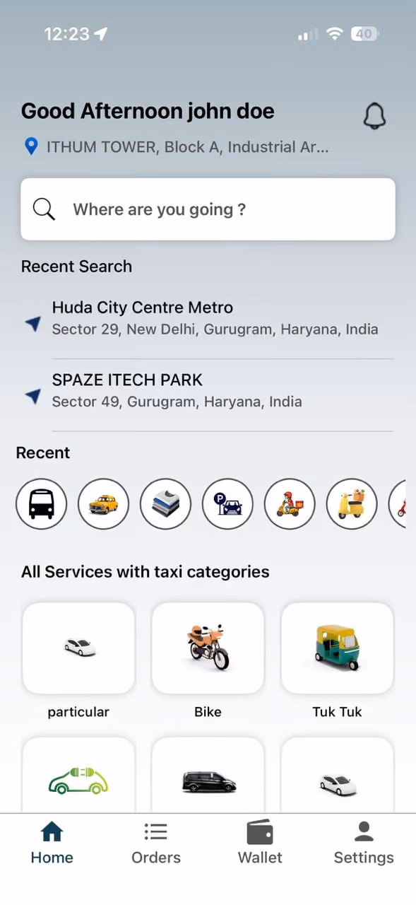 Apporio app home screen