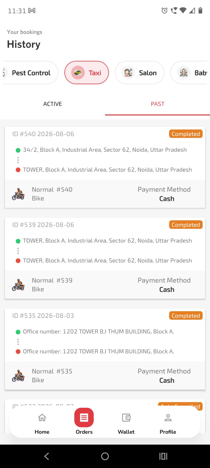 Customer app extended service categories and delivery banner