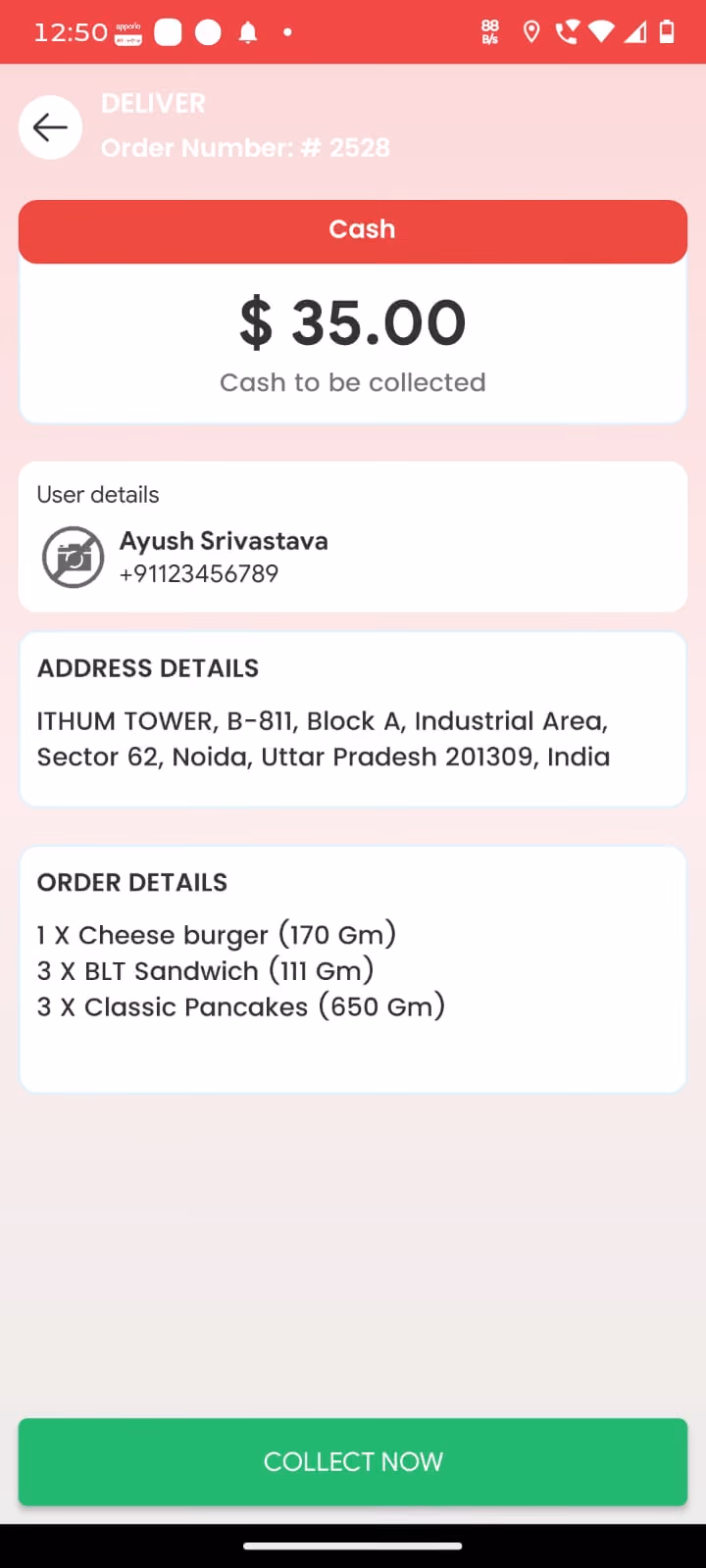 Delivery partner app delivery proof screen
