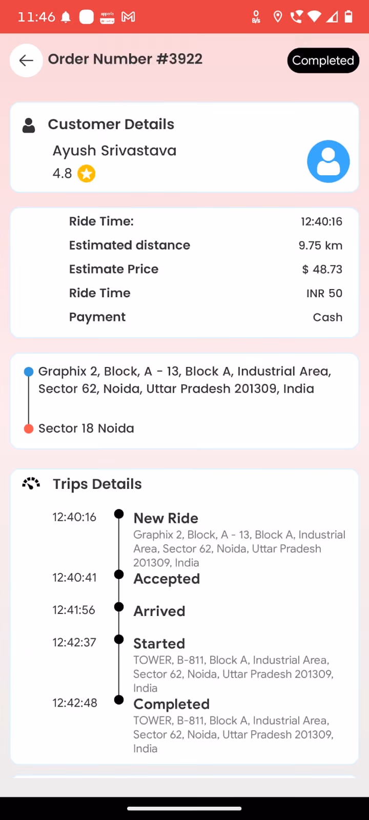 Delivery partner app screen 7