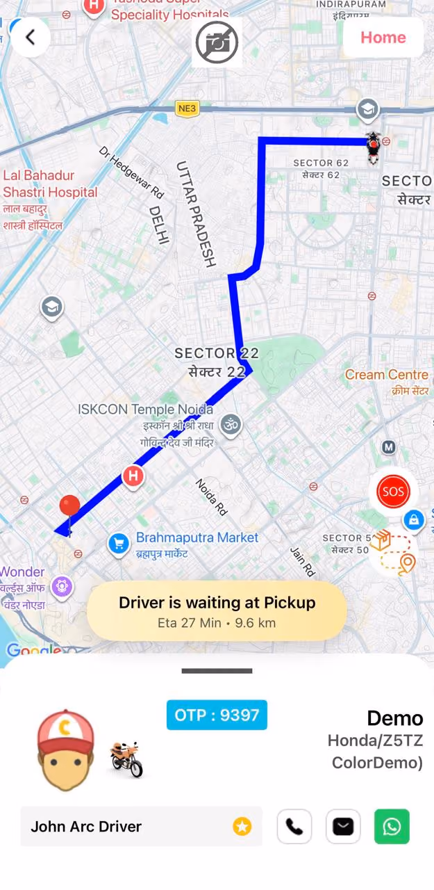 Logistics app live tracking screen
