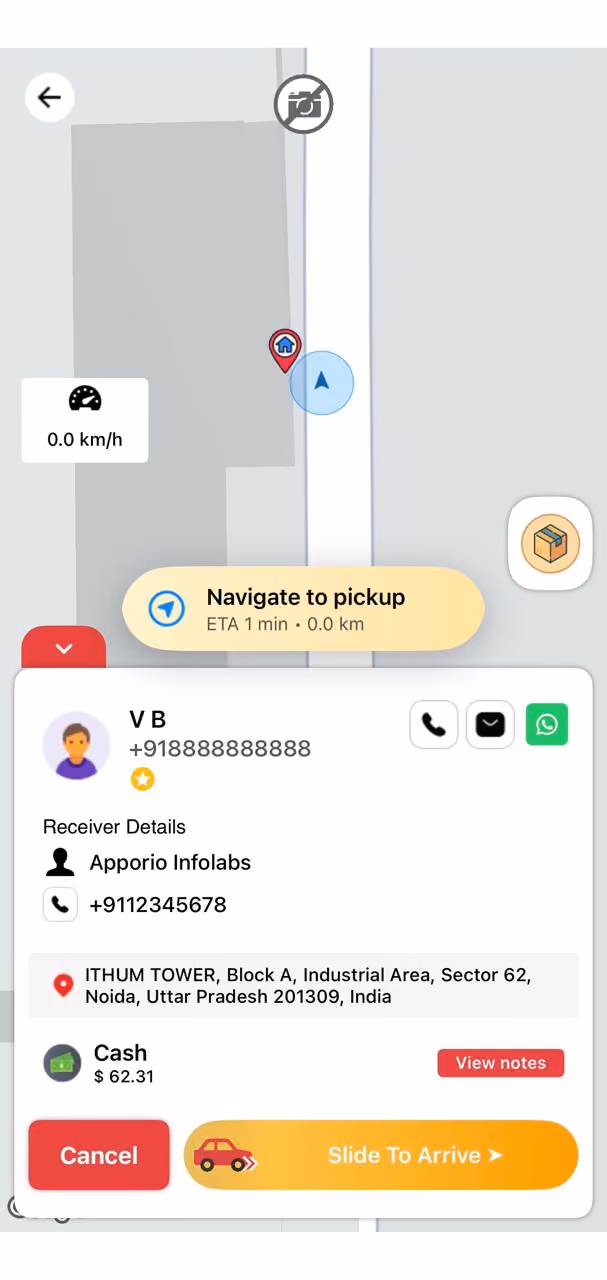 Driver app screen 2