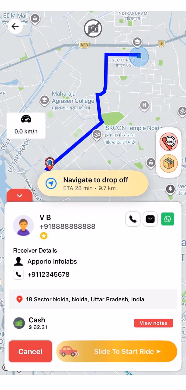 Driver app screen 3