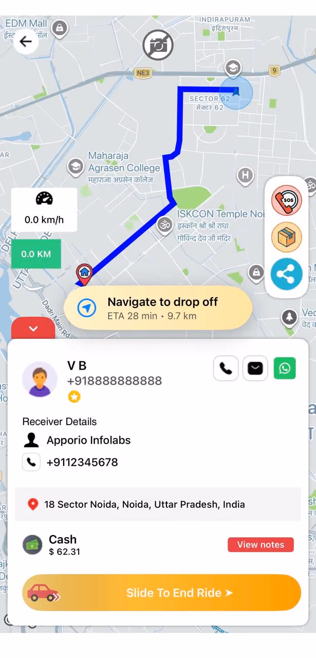 Driver app screen 6