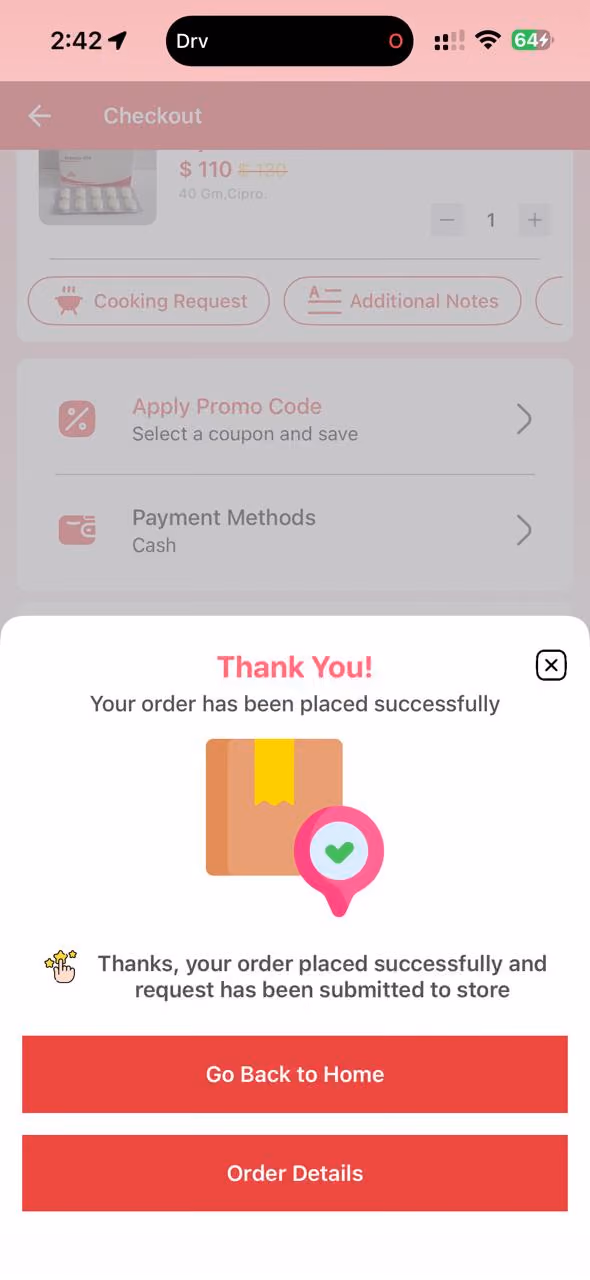 Customer app screen 6