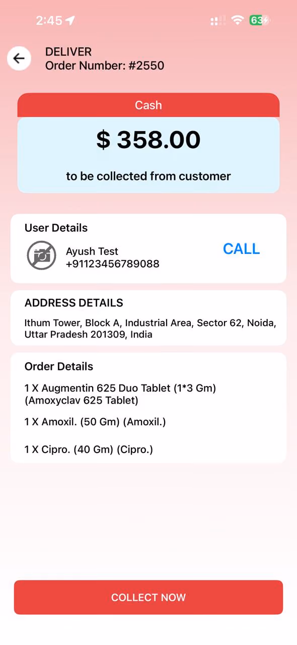 Delivery partner app screen 7