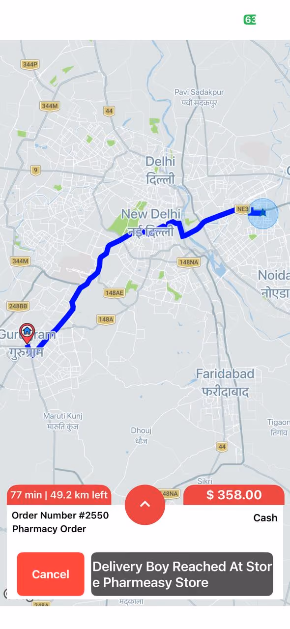 Delivery partner app screen 2