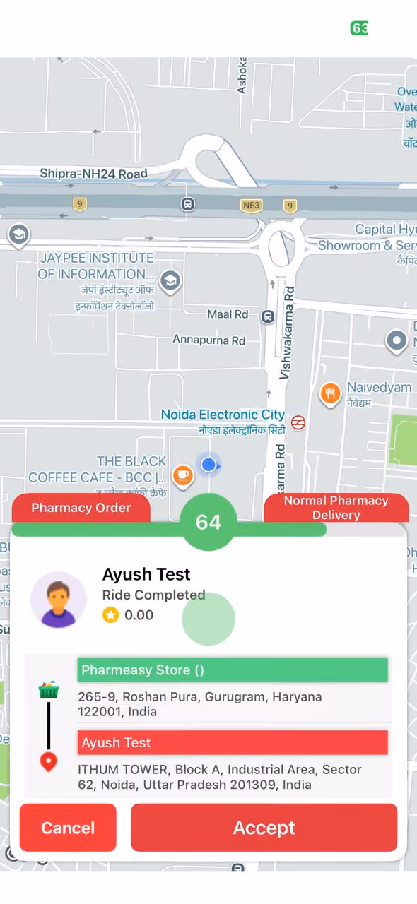 Delivery partner app screen 1