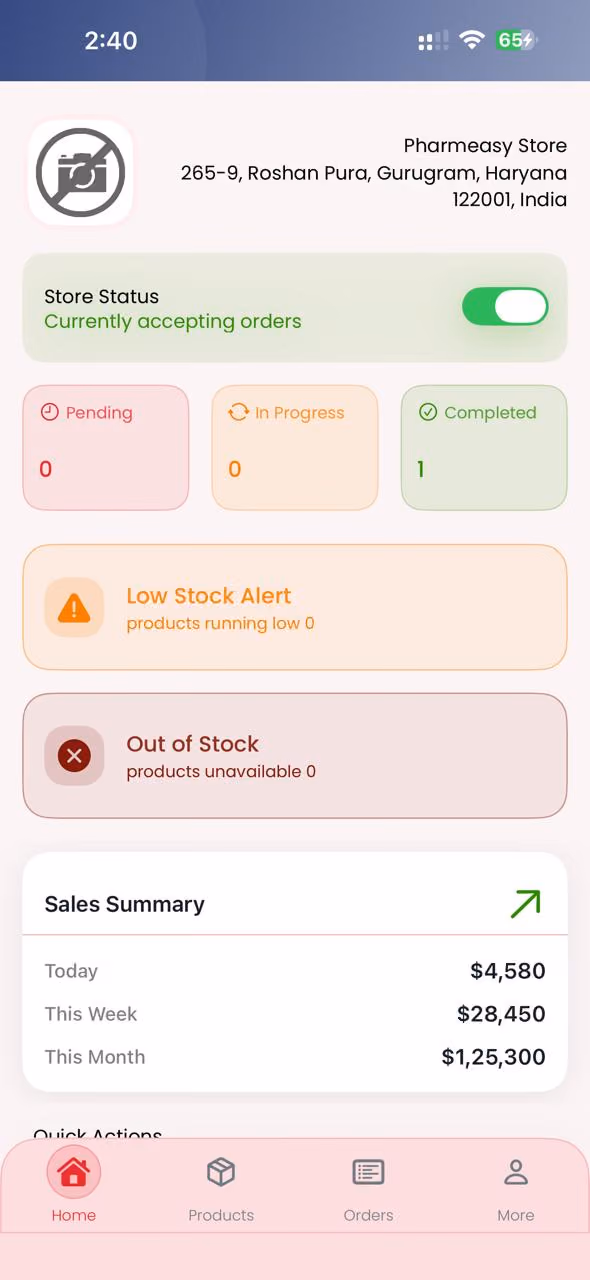 Pharmacy app screen 1