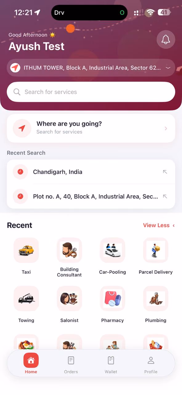 Rider app screen 1