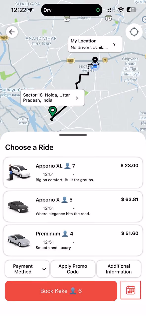 Rider app screen 3