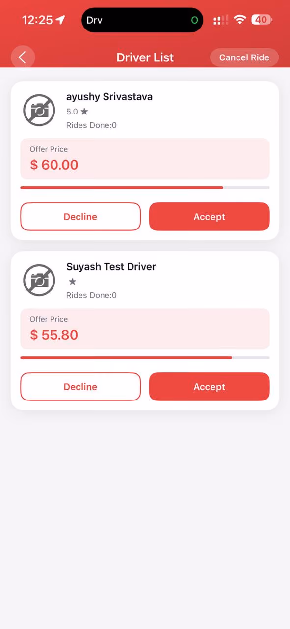 Rider app screen 6