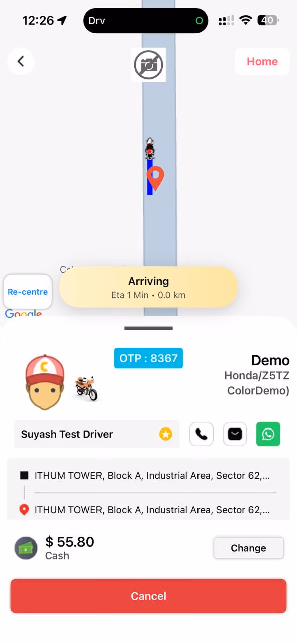 Rider app screen 7