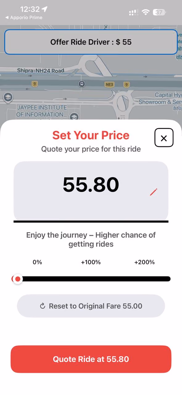 Driver app screen 2