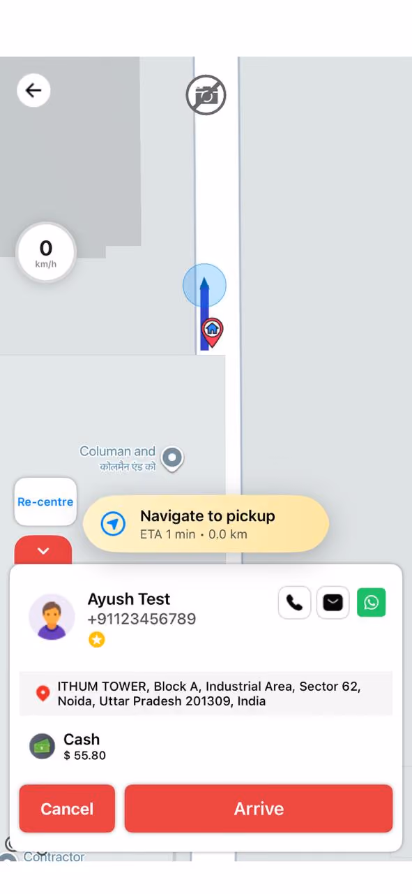 Driver app screen 3