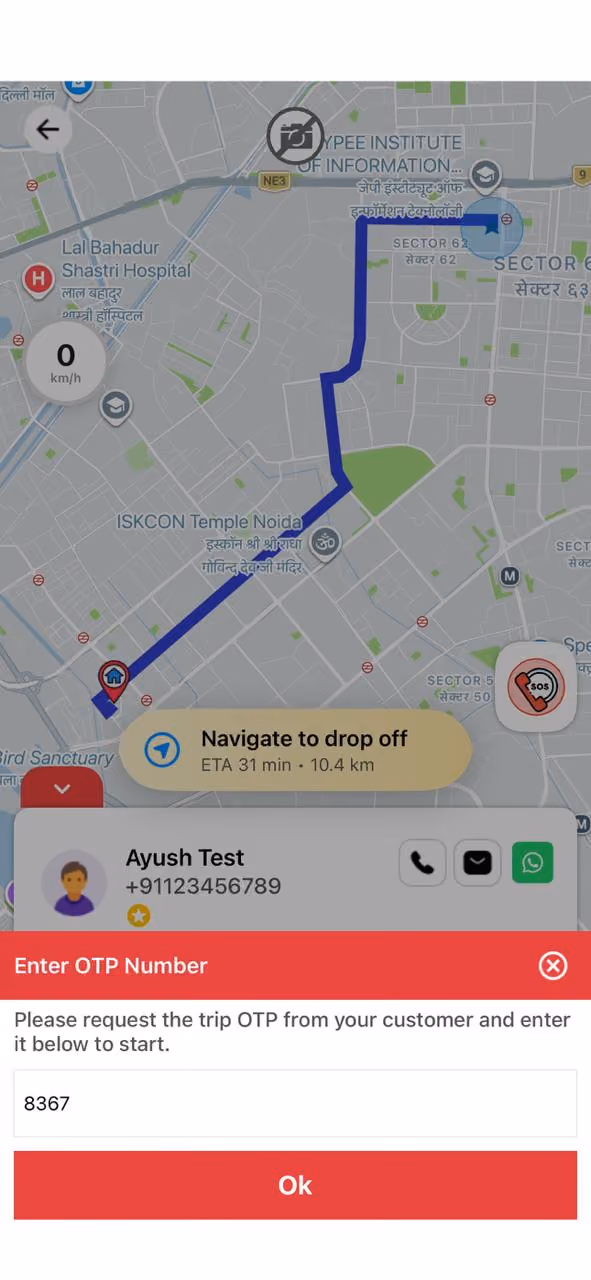 Driver app screen 5