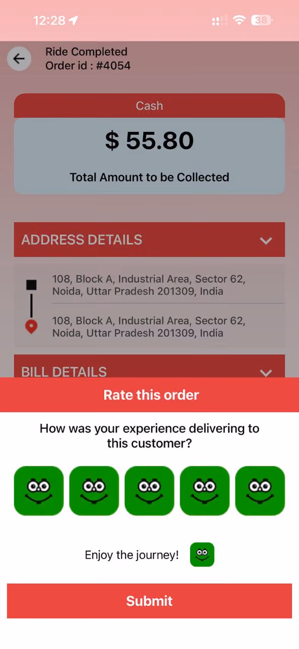Driver app screen 8