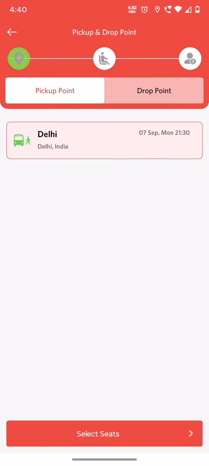 Bus booking passenger app screen 3