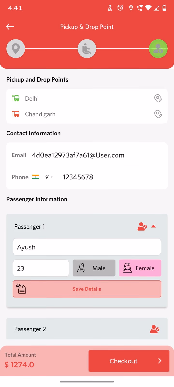 Bus booking passenger app screen 6