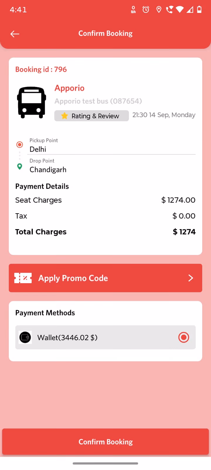 Bus booking passenger app screen 8