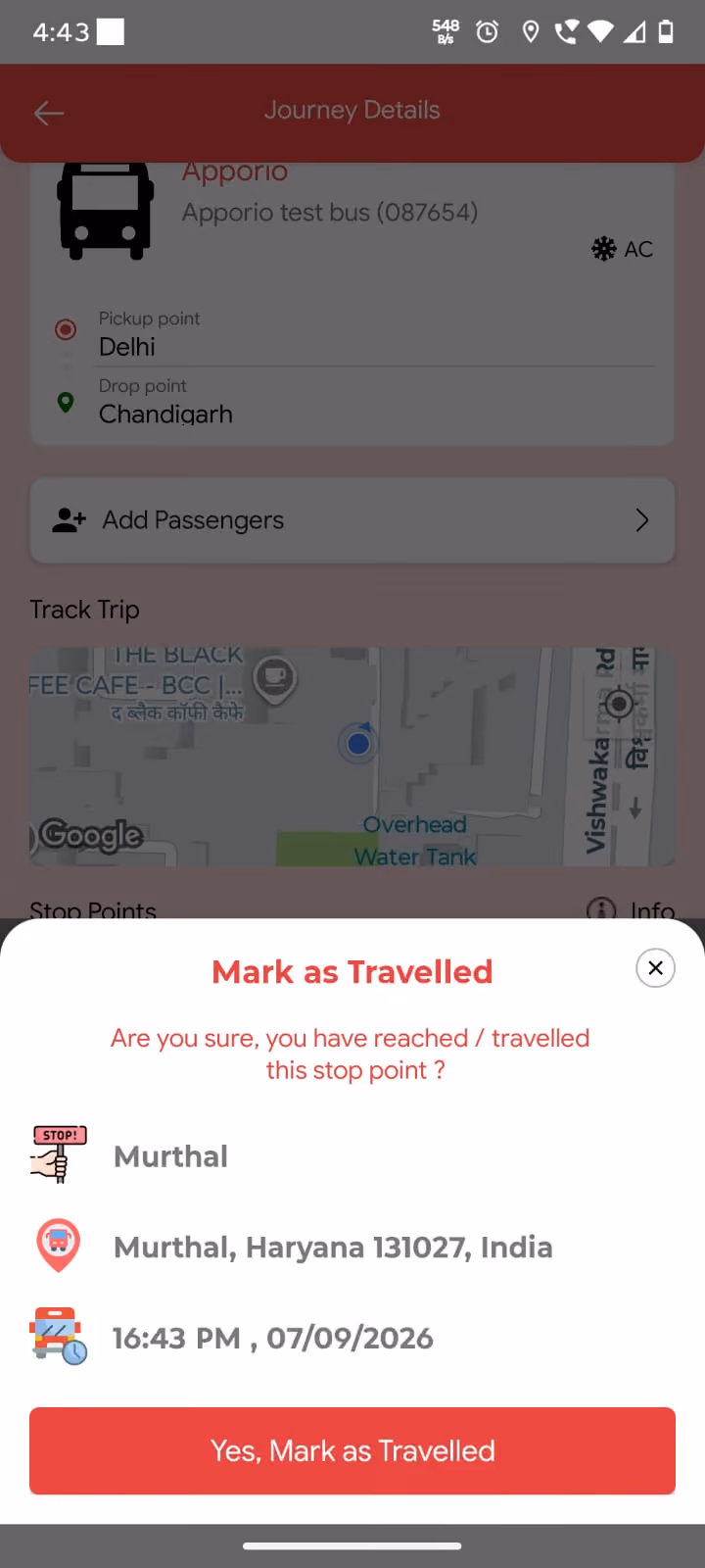 Bus booking driver app screen 3