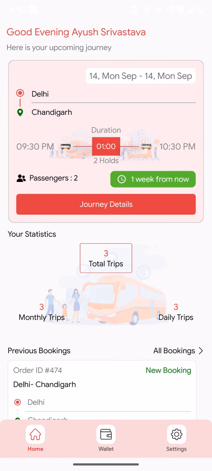 Bus booking driver app screen 1