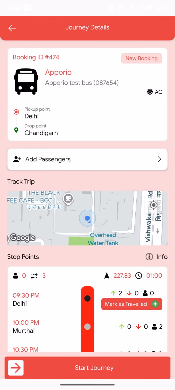 Bus booking driver app screen 2