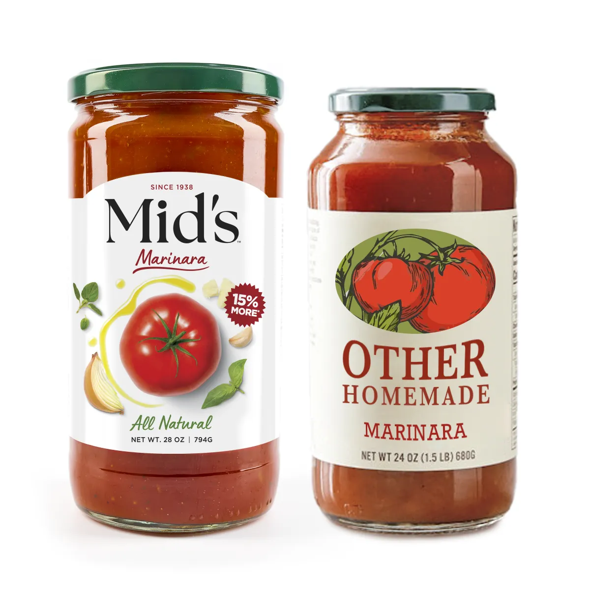 Mid's 28oz Jar compared to competitor's smaller 24oz jar