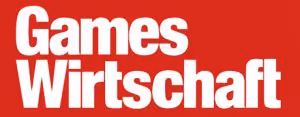 White text 'Games Wirtschaft' on a solid red background.