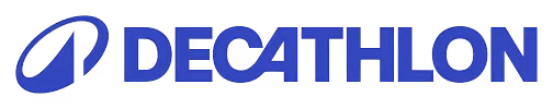 Decathlon brand name with a stylized 'D' logo in blue.