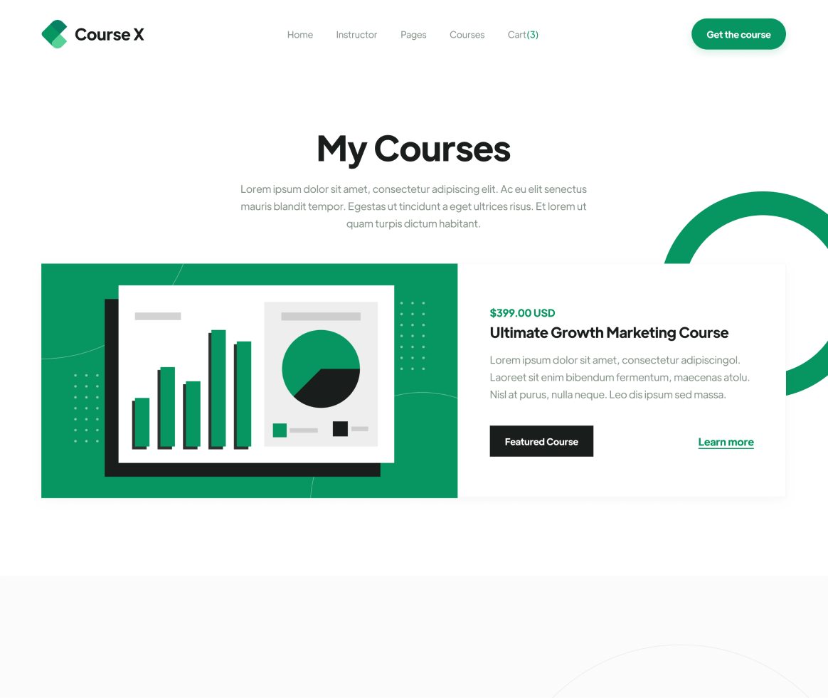 Course X - Courses page - Online Course Webflow Template