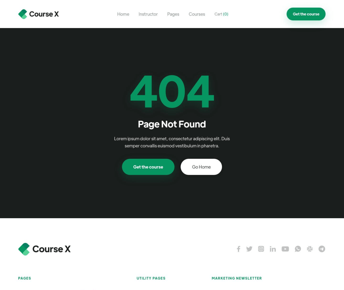 Course X - 404 not found page - Online Course Webflow Template