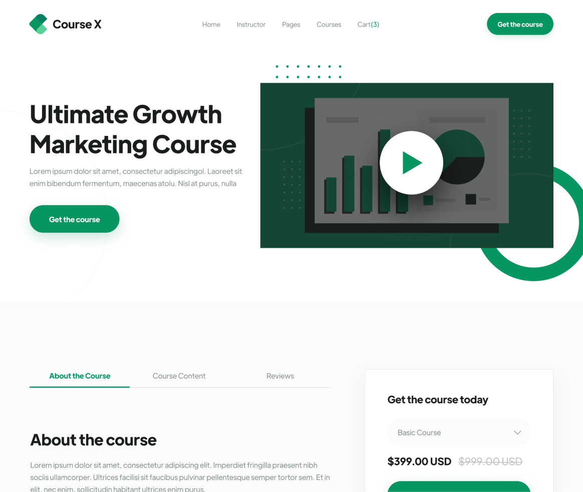 Course X - Course Single page - Online Course Webflow Template