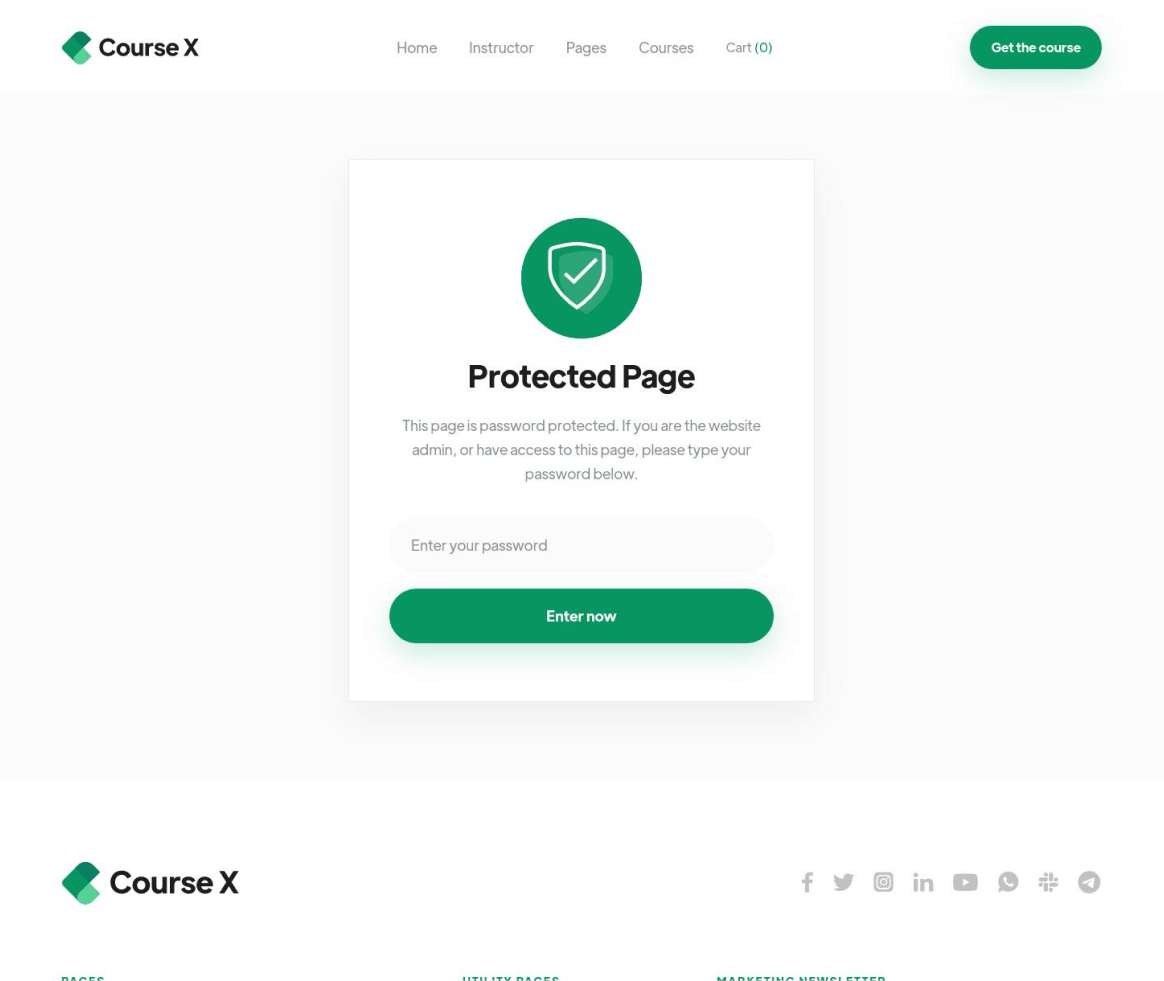 Course X - Password Protected page - Online Course Webflow Template