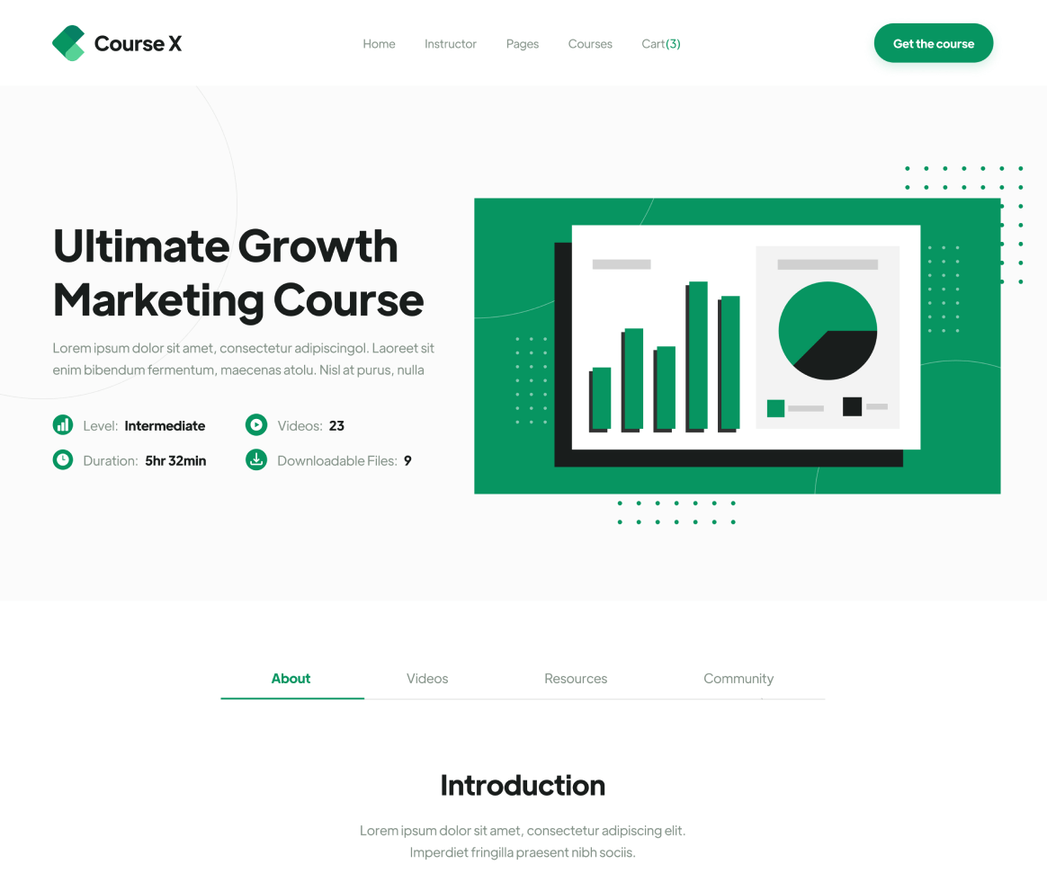 Course X - Video Single page - Online Course Webflow Template